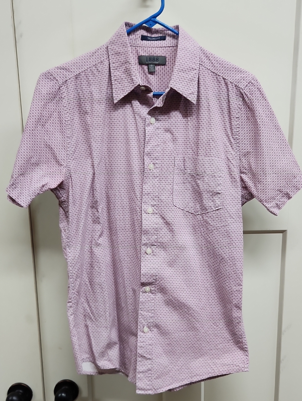 Saddlebred 1888 Tailored Short-Sleeve Patterned Dress Shirt